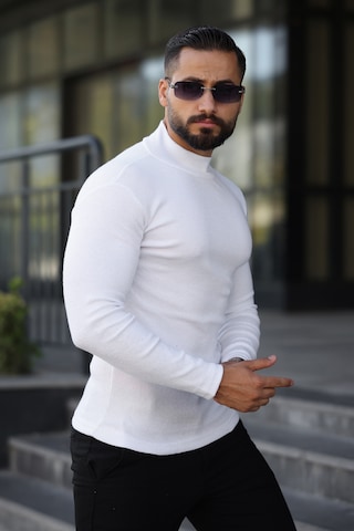 Ribac Erkek Yarım Boğazlı Triko Kazak Beyaz