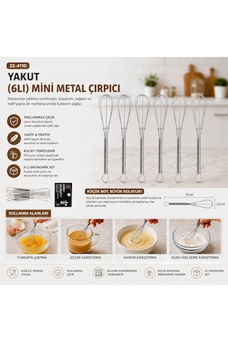 Hıgh Quality Yakut-10712 Çırpıcı Mini 13cm 6 Adet Metal Diğer