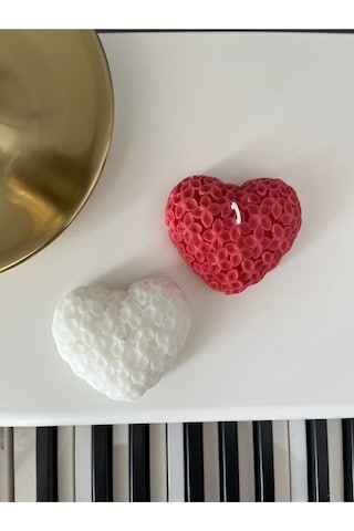 Çiçekli Kalp Mum Set