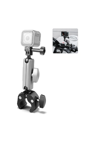 Ranyeek Alüminyum Spor Kamera Tutucu, 360 Döner İki Toplu, 15-50mm Çap Aralığı, 2kg Yük Kapasitesi, Gopro/djı/ınsta360 Uyumlu Gümüş