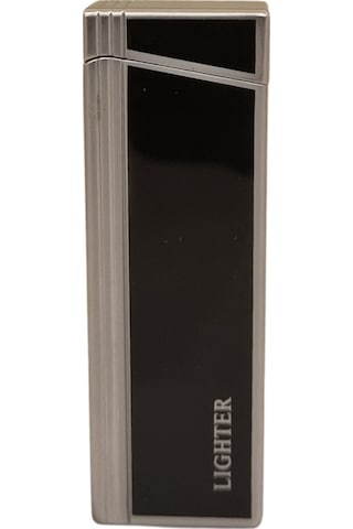 Premiumquality Gümüş - Siyah Tek Torch Pürmüz Metal Puro Çakmağı