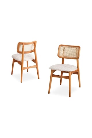 Helios Beyaz Hazeranlı Natural Ahşap Bohem Sandalye