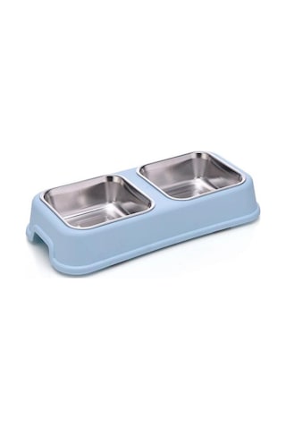 Nunbell Kare İkili 24 CM Melamin Çelik Kedi Mama Kabı Çok Renkli