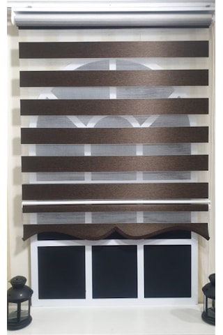 Zebra Stor Perde Koyu Kahve Etek Dilimli St 034