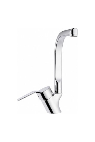 Purvex Home Spektra Eviye Bataryası Mutfak Evye Musluğu L Tipi Döner Borulu Tezgah Üstü Aç Kapa Krom Pirinç Musluk Bataryası Lüks Modern Tasarım