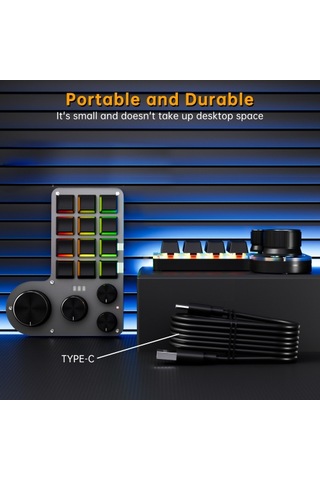 Programlanabilir Makro Klavye 12 Tuşlu 4 Düğmeli Oyun Tuş Takımı Usb Kablolu + Bt Çift Mod Çok Amaçlı Kısayol Özel Tuş Takımı Pc Masaüstü İçin