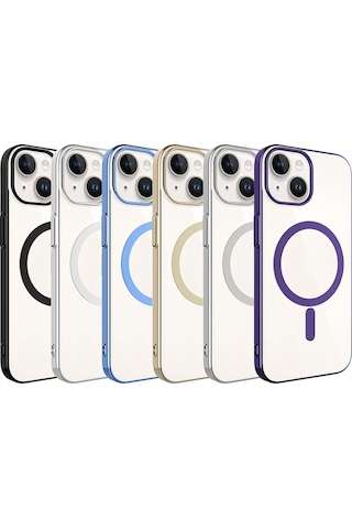 Apple Uyumlu iPhone 15 Plus Zore Wireless Şarj Özellikli Pixel Magsafe Kapak