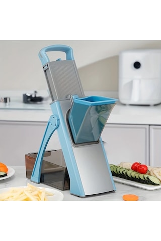 Dashanshop Ayarlanabilir Manuel Sebze Dilimleyici Ve Doğrayıcı Blue - Paslanmaz Çelik Bıçaklar Dayanıklı Plastik Patates Salata Kesme Aleti 1 Parça