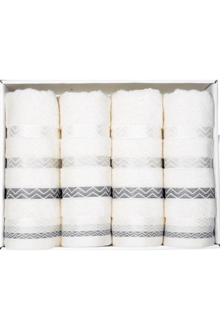 Vos Versa Bursa Varak Serisi 50x90cm %100 Pamuk 4lü Yüz Havlusu Beyaz Vvhm0026-383 - Beyaz