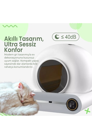 Haustier MSP01 Akıllı Otomatik Kedi Tuvaleti , App Kontrol, 65lt Hazne, 9lt Çöp haznesi, İyonizer Kötü Koku Giderici