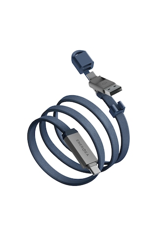 Energea Sheath Travel 1.2m 60w 2in1 Type-c To Type-c Ve Usb-a Hızlı Şarj Kablo - Mavi