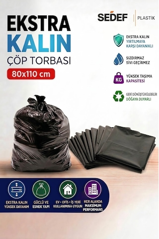 80x110 Cm Extra Kalın Siyah Endüstriyel Çöp Poşeti - 25 Kg / Ağır Hizmet Tipi