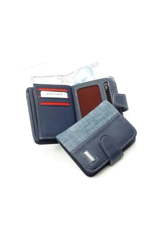 Newish Polo Erkek Kot Kumaş Bozuk Ve Kağıt Para Kartlık Ve Cüzdan New134 - Mavi - Siyah