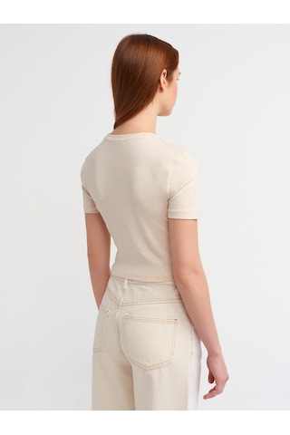Dilvin Crop T-shirt Bej Melanj