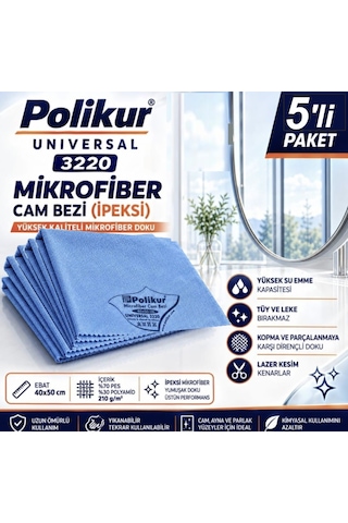 3220 Universal Mikrofiber Cam Bezi 40 50cm 5 Adet Mavi 3220 Universal Mikrofiber Cam Bezi 40 50cm 5 Adet Mavi