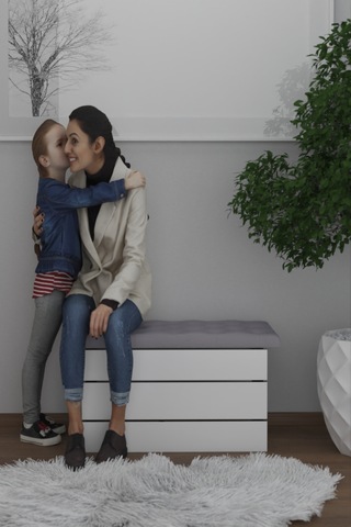 Mimoza Çok Amaçlı Döşemeli Tabure Beyaz