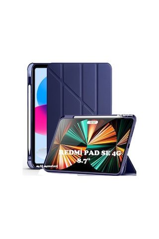 Xiaomi Redmi Pad Se 4g 8.7 İnç Kılıf Kalem Bölmeli Katlanabilir Uyku Modlu Yumuşak Silikon Kapak