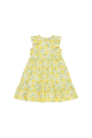 Civil Girls Limon Desenli 6-9 Yaş Elbise - Sarı