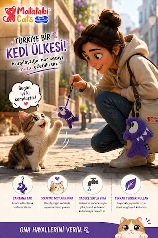 Matamıx Samy Peluş Kedi Oyuncağı Dayanıklı, Kediler İçin Eğlenceli Oyuncak