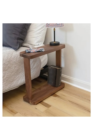 Ahşap Yan Sehpa 2 Katlı Koyu Ceviz 5018