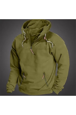 Sonbahar Ve Kış İçin Erkek Düz Renk Kapüşonlu Günlük Sweatshirt Siyah