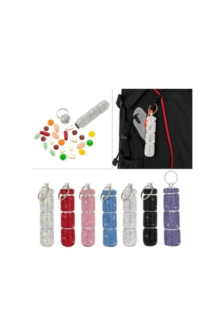 3'ü 1 Arada Bling Hap Kutusu Taşınabilir Mini Yapay Elmas Hap Kutusu 3 Bölmeli Ins Style Küçük Hap Tutucu Seyahat Düzenleyici Pembe,