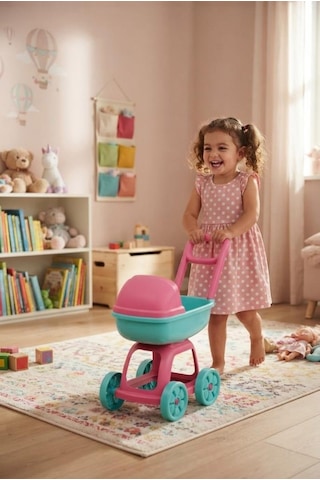 Buzlar Ülkesi Seri: Yataklı Ve Şık Oyuncak Puset Eğitici Eğlenceli Oyuncak42 Cm