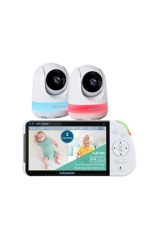 Babysense Maxview-2cam 5.5" Full Hd Bebek Monitörü, 2 Kamera, Rgb Gece Işığı, 5000mah Pil Kamera Sistemi