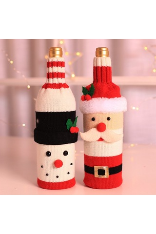 Happychildhood Noel Örme Şarap Şişesi Çantası Noel Süsleri