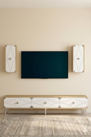 Tvr1897dbs Alfa Tv Ünitesi Takımı Safirmeşe-beyaz-silver 180cm
