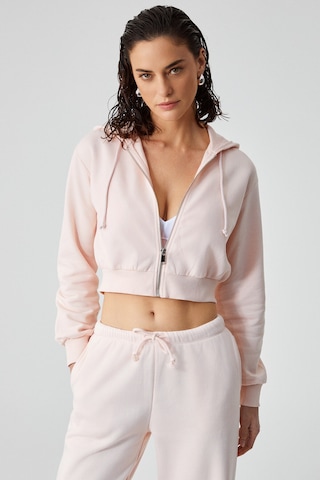 ETHIQUET ARUBA Kadın %100 Pamuk Uzun Kol Crop Pembe Sweatshirt