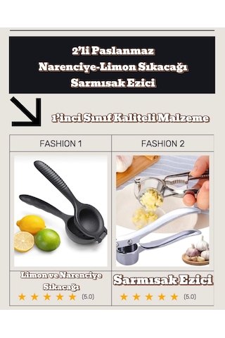 2'li Limon Naranciye Portakal Sıkacağı Ve Sarmısak Ezici
