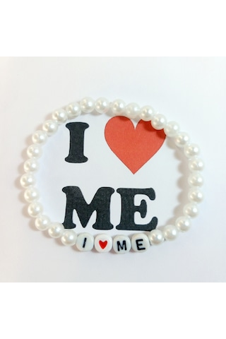 Crystal Atelier I Love Me İnci Boncuklu El Yapımı Bileklik Beyaz