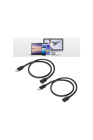 50cm Type-c Uzatma Kablosu 60w Hızlı Şarj Ve 3a Akım Destekli Usb-c Erkek Dişi Kablo 24pin Standart