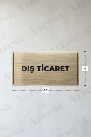 Dış Tıcaret Yazılı - Metal - Gold Renk - Kapı İsimliği - 30x15 Cm