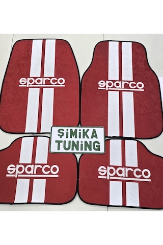 Sparco Kırmızı Dekor Oto Halı Paspas Üniversal Yıkanabilir Her Araca Uyumlu
