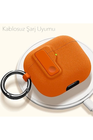 Apple Airpods Pro 3. Nesil İle Uyumlu Kılıf Standlı Kilitli Tpu Premium Matte Trip Case Siyah