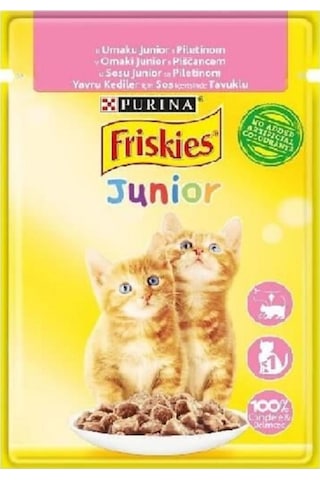 5 Adet Friskies Junior Tavuklu Soslu Pouch Yavru Kedi Yaş Maması 85 Gr