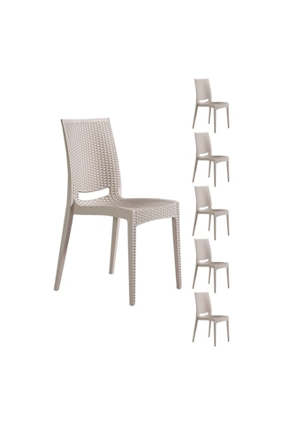 6 Adet Rattan Cappucino Sandalye / Balkon-bahçe-teras Bej