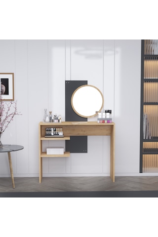 Dali Modern Dekoratif Aynalı Makyaj Masası Safirmeşe Antrasit