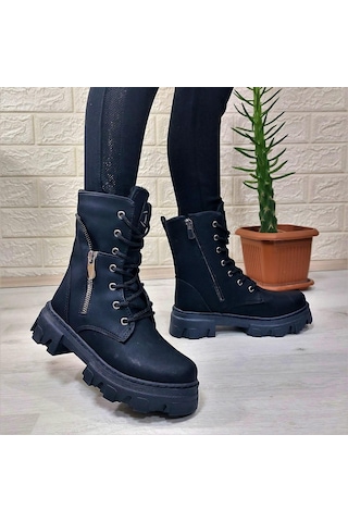 M.p One 3147 Siyah İçi Tüylü Kürklü Fermuarlı Kız Çocuk Bot 001