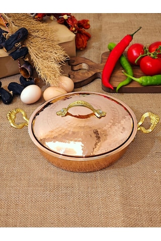 Modabakır Bakır Kapaklı Tava 18 Cm Model:852741s Bakır