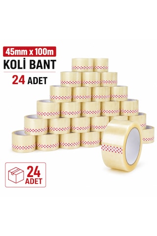 24 Adet Şeffaf Koli Bandı 45 Mm X 100 M Güçlü Yapışkan Ambalaj Paketleme Bandı