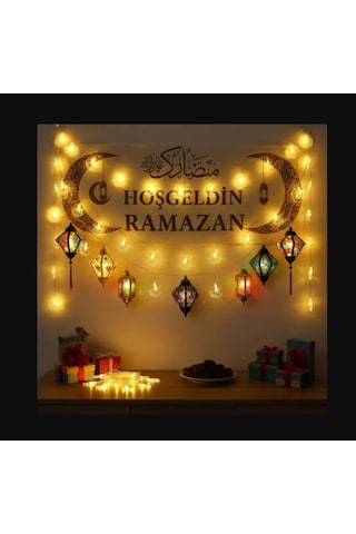 Ramazan Süsü Hilal Yıldız Temalı Süsleme 3 Mt 1938 Led Işık Diğer