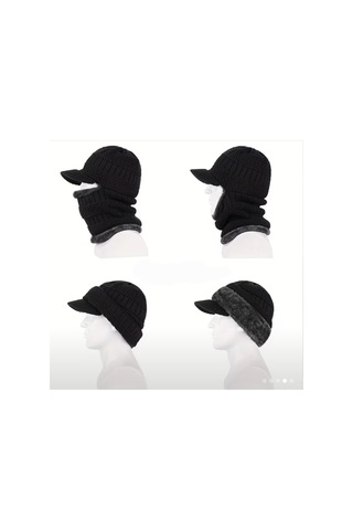 Yemleme Botu Kış Şapkalı Kasketleri Şapkalar Kış Kasketleri Erkekler Kadınlar Için Yünlü - Siyah - F78929828272772
