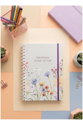 Lizy 2026-2027 Spiralli Akademik Planlayıcı Ajanda 17x24 Cm Tasarım-5 Mor