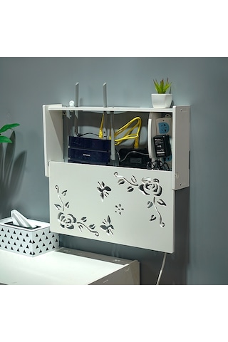 Sones Soket Yönlendirici Saklama Kutusu Set Üstü Kutu Dekorasyon Tv Dolabı Oturma Odası Bağlantı Kutusu, Boyut: 40,5x20,5x9,5 Cm Panjur