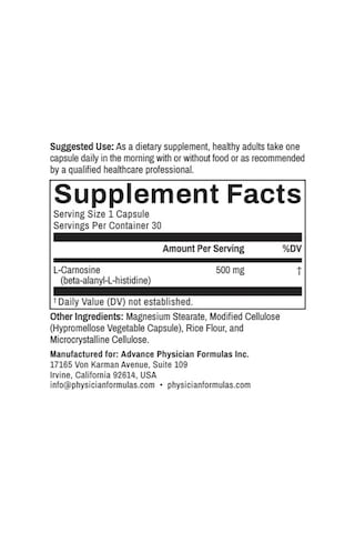 L-carnosine 500 Mg 30 Veg. Capsules