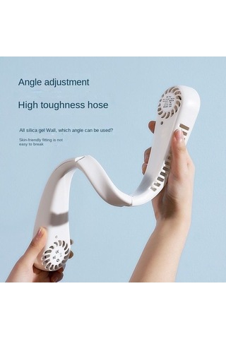 Cacao1 Adet Fan 1200mah Yeni Mini Boyun Taşınabilir Bıçaksız Asılı Boyun Şarj Havası Soğutucusu 3 Hızlı 5272 Mavi