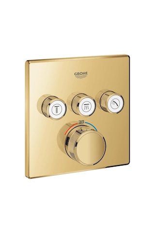 Smartcontrol Akış Kontrollü Ankastre Termostatik Banyo Bataryası 3 Yollu, Sıva Üstü Grubu , A Altın
